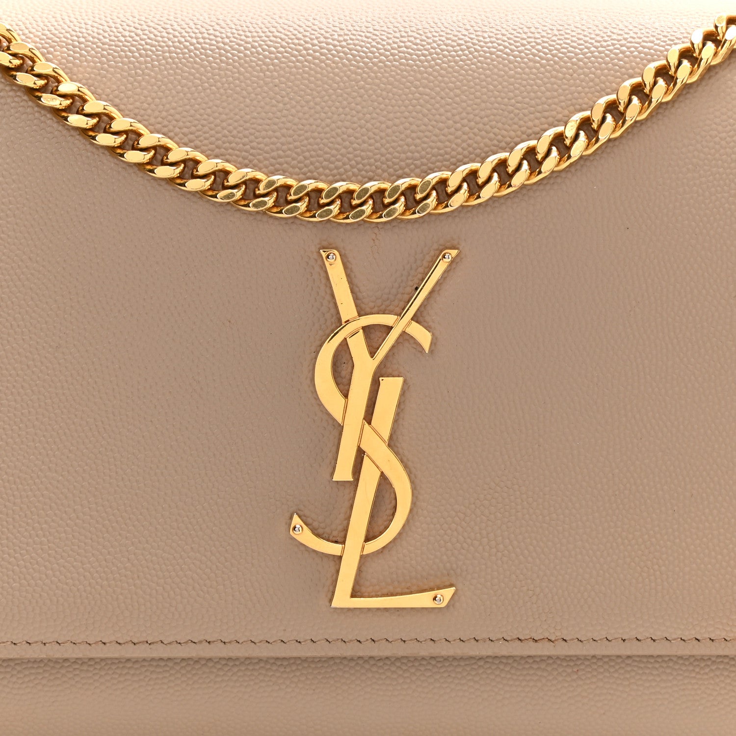 Saint Laurent Grain De Poudre Medium Monogram Kate Satchel Dark Beige 10 of 12