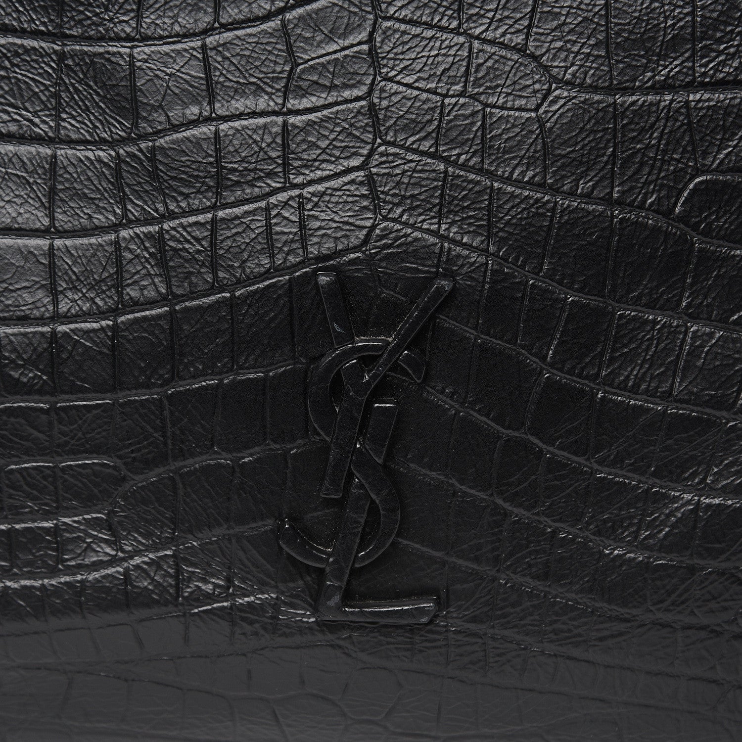 Saint Laurent Calfskin Crocodile Embossed Monogram Large Niki Shopping Bag Black 10 of 10