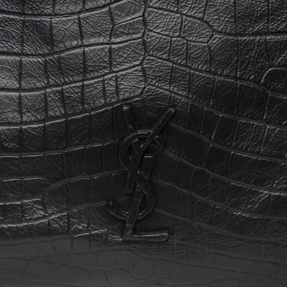 Saint Laurent Calfskin Crocodile Embossed Monogram Large Niki Shopping Bag Black 10 of 10