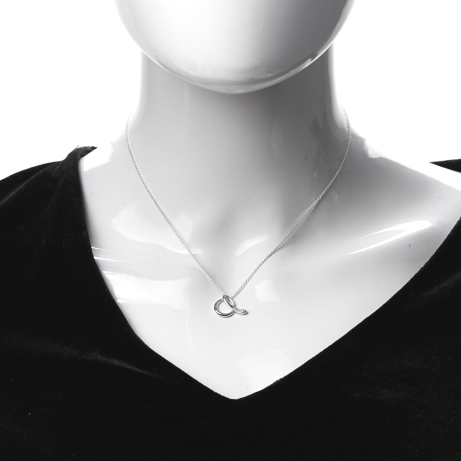 Tiffany Sterling Silver Diamond Elsa Peretti Letter A Pendant Necklace 2 of 5