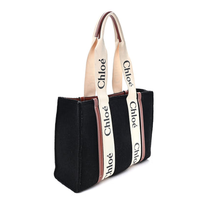 Chloe Felt Calfskin Medium Woody Ribbon Tote Black 3 of 10