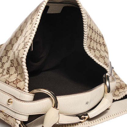 Gucci Monogram Large Horsebit Chain Hobo Off White 7 of 7
