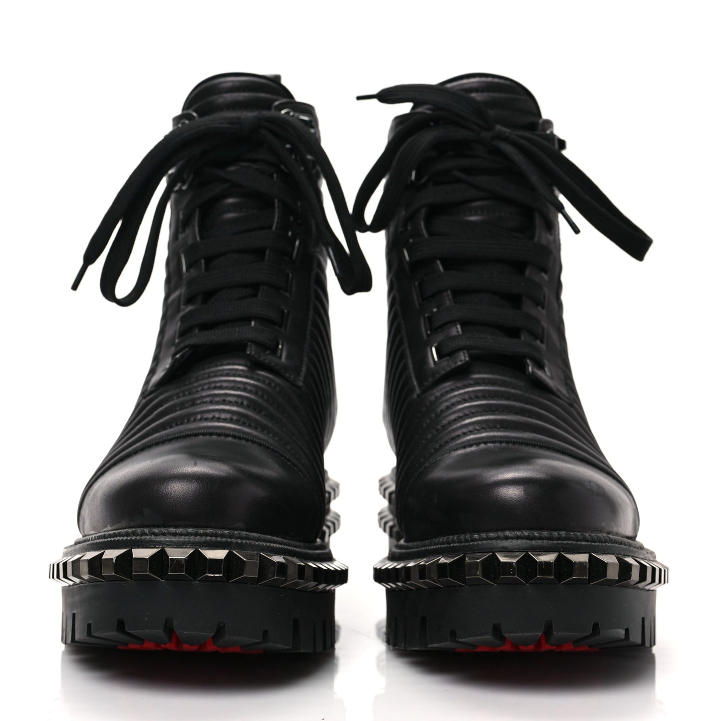 Calfskin Quilted Yetota Combat Boots 38 Black