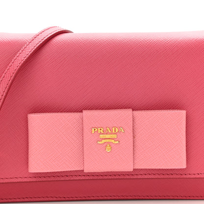 Prada Saffiano Lux Bow Crossbody Bag Peonia Geranio 7 of 9