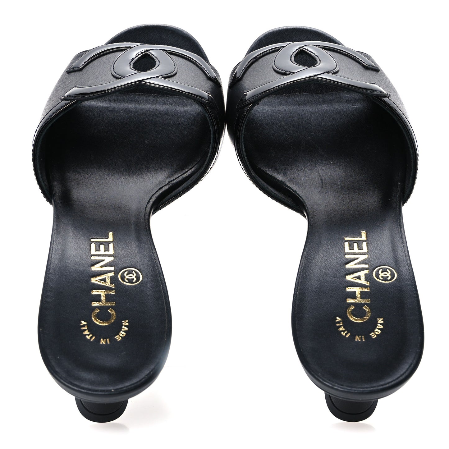 Lambskin CC Cutout Mules 38 Black