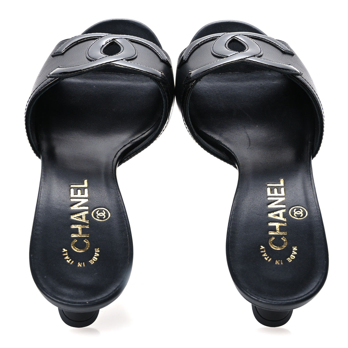 Chanel Lambskin CC Cutout Mules 38 Black 2 of 10