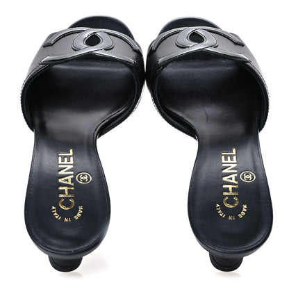 Chanel Lambskin CC Cutout Mules 38 Black 2 of 10
