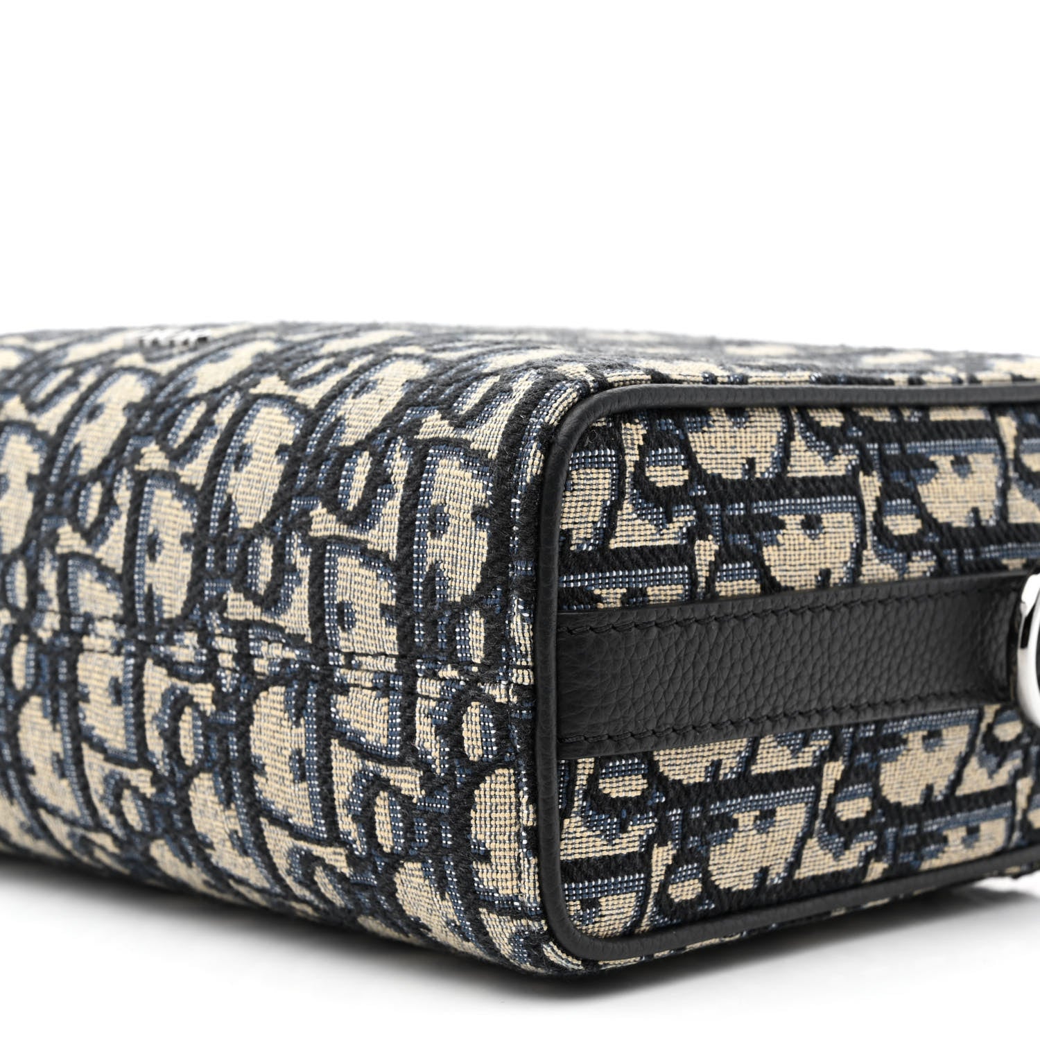 Christian Dior Oblique Jacquard Grained Calfskin Lingot Pouch Beige Black 10 of 11