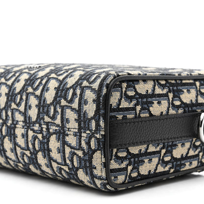 Christian Dior Oblique Jacquard Grained Calfskin Lingot Pouch Beige Black 10 of 11
