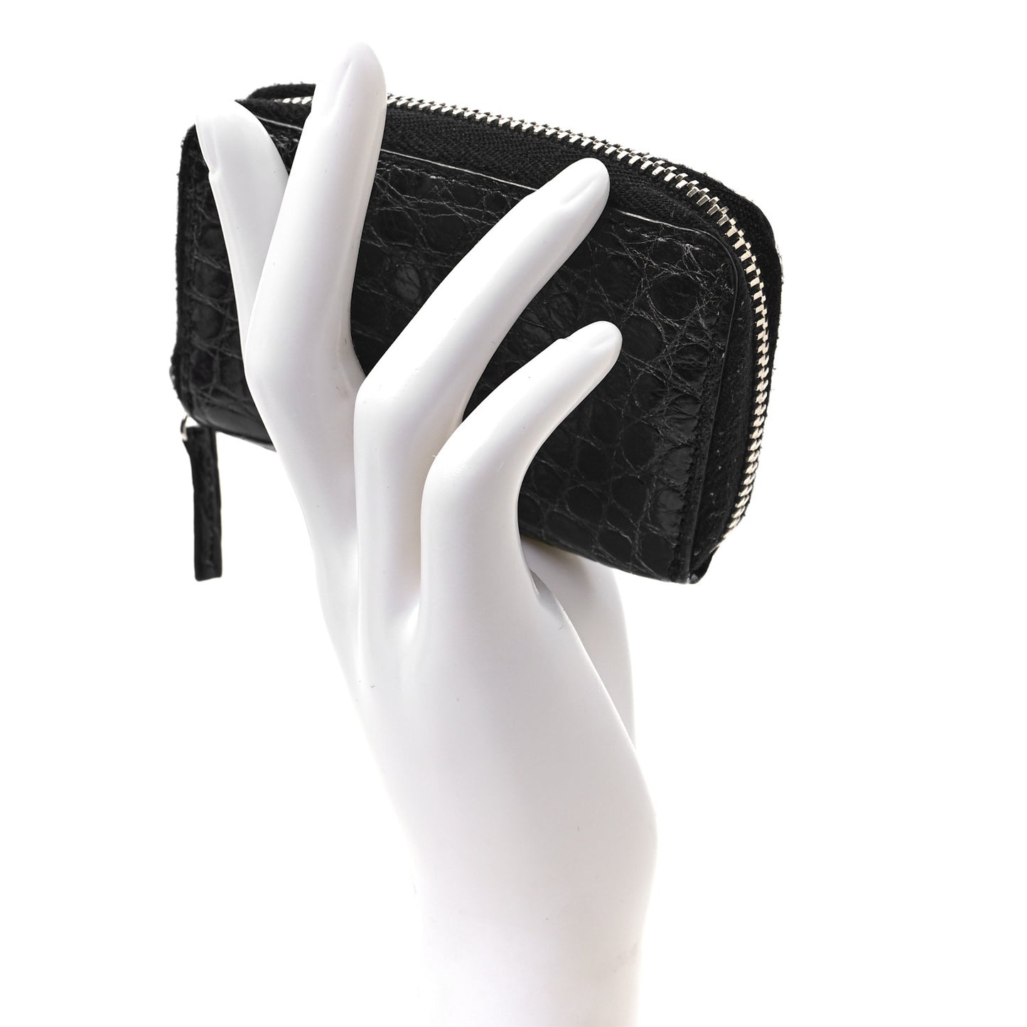 Crocodile Zip Around Card Case Black