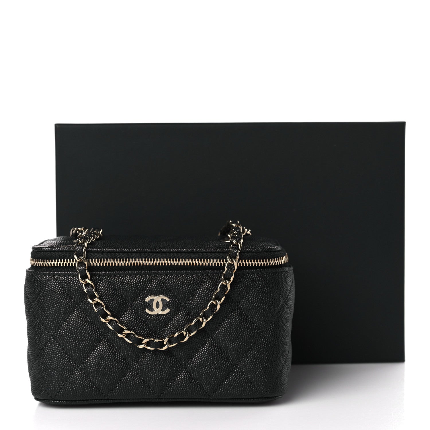 Chanel Caviar Quilted Small Vanity Case With Chain Black 10 of 10