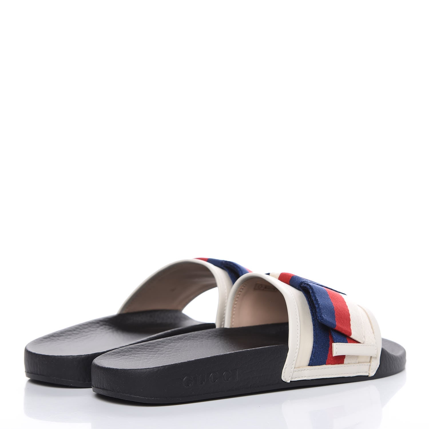 Gucci Satin Web Sylvie Bow Slide Sandals 38 White 4 of 8