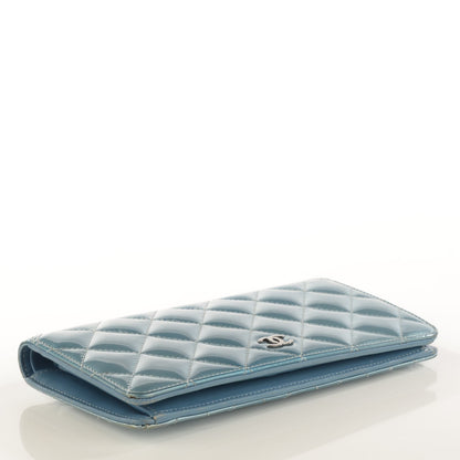 Chanel Patent Calfskin Quilted Yen Wallet Blue 4 of 8