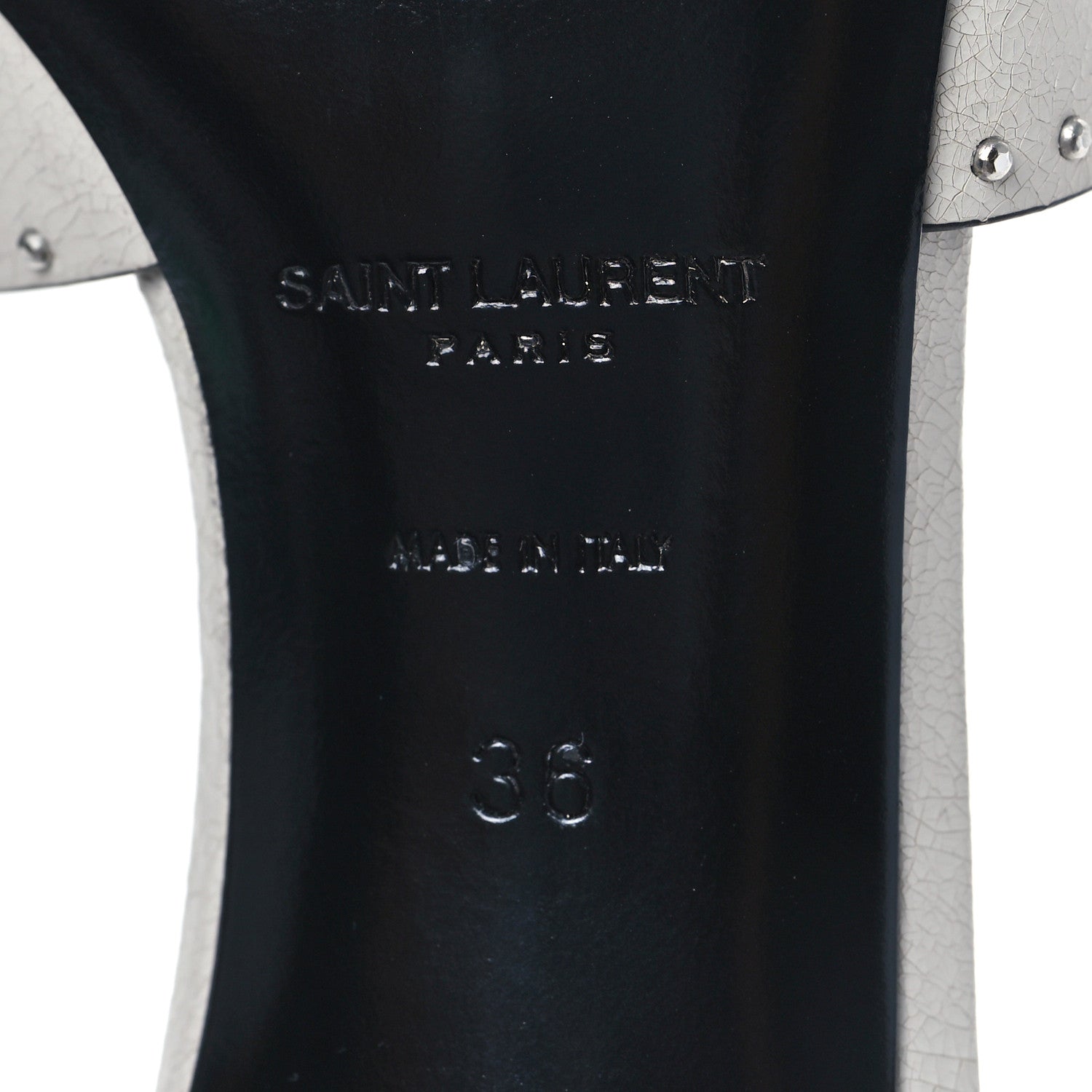 Saint Laurent Grain De Poudre Tribute 85 Slide Studded Sandals 36 Off White 6 of 9