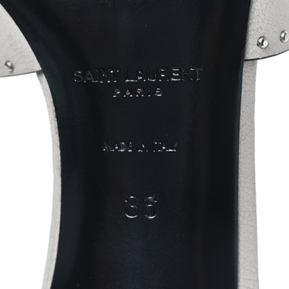 Saint Laurent Grain De Poudre Tribute 85 Slide Studded Sandals 36 Off White 6 of 9
