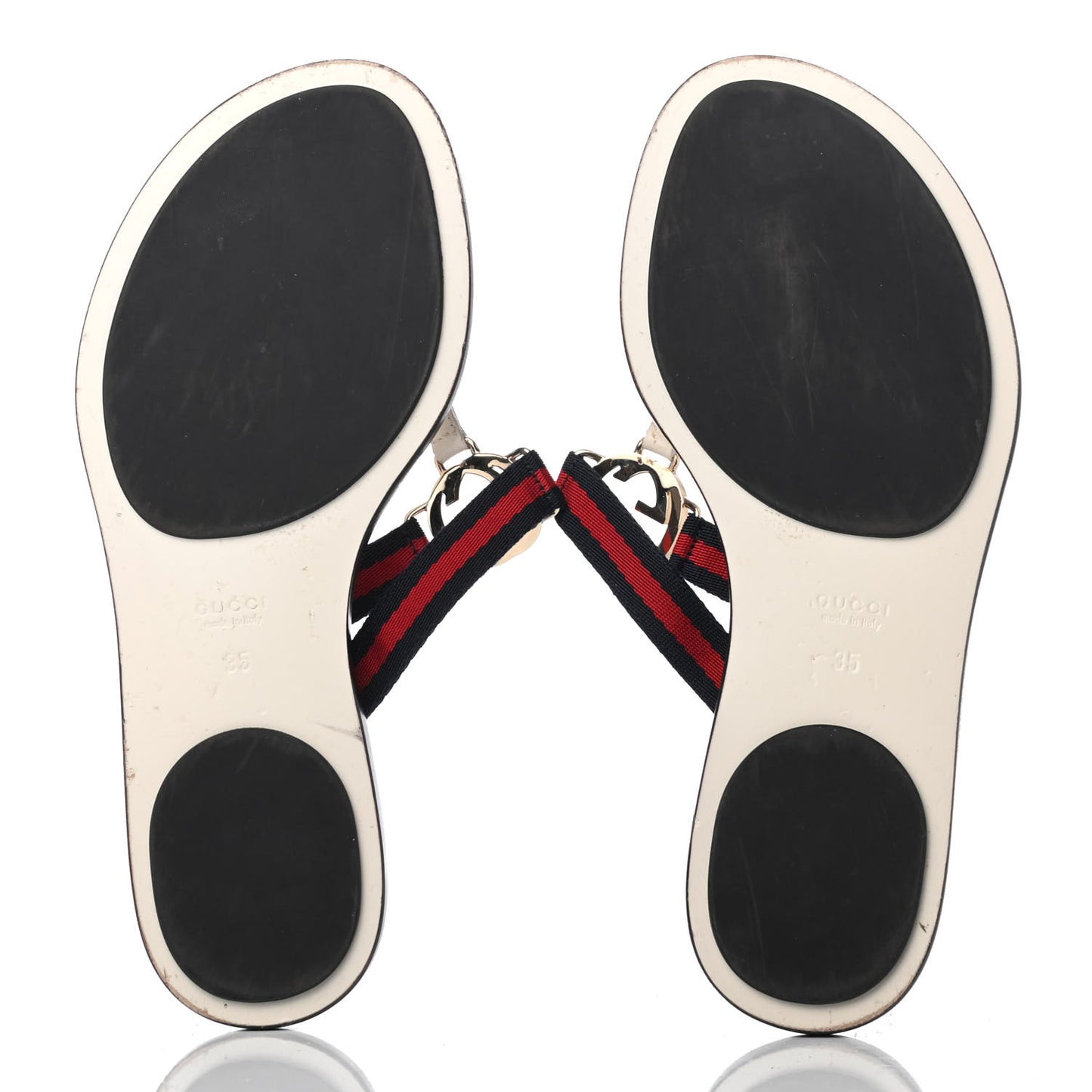 Nylon Calfskin Web Womens Thong Sandals 35 White Blue Red