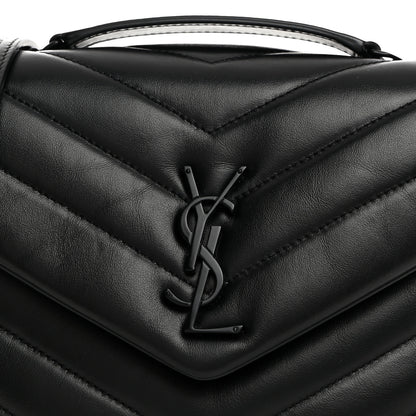 Saint Laurent Calfskin Y Quilted Monogram Monochrome Small Loulou Chain Satchel Black 8 of 10