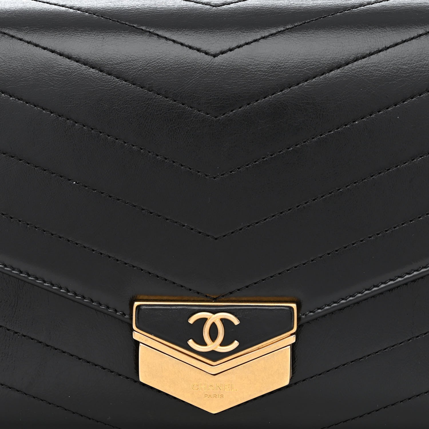 Chanel Calfskin Chevron Quilted Medal Flap Black 8 of 10