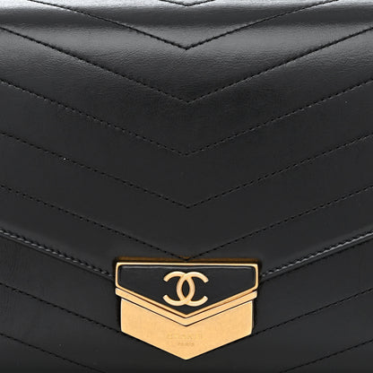 Chanel Calfskin Chevron Quilted Medal Flap Black 8 of 10