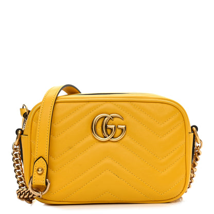 Gucci Calfskin Matelasse Mini GG Marmont Chain Shoulder Bag Stone Topaz 1 of 16