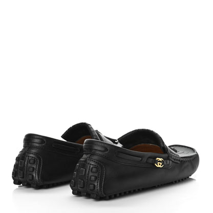 Gucci Calfskin Fringe Interlocking G Mens Driver Loafers 8.5 Black 3 of 11