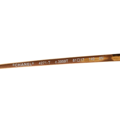 Chanel Titanium Polarized Rimless Square Sunglasses 4271-T Gold Violet 6 of 7