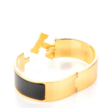 Hermes Enamel Wide Clic Clac H Bracelet GM Black 4 of 5