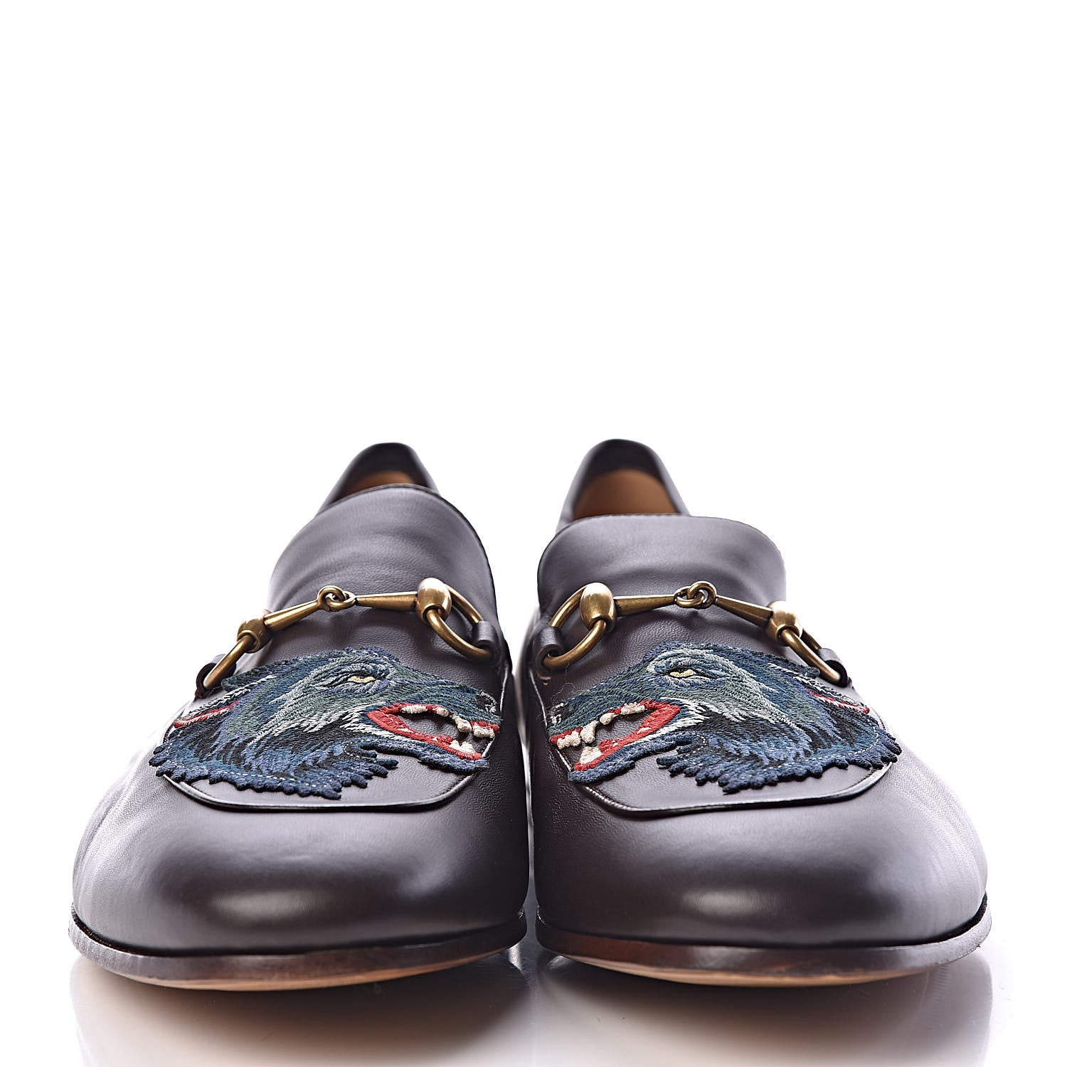 Gucci Lambskin Wolf Embroidered Mens Brixton Horsebit Loafers 13.5 Cocoa 2 of 12