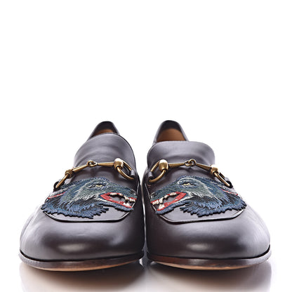 Gucci Lambskin Wolf Embroidered Mens Brixton Horsebit Loafers 13.5 Cocoa 2 of 12