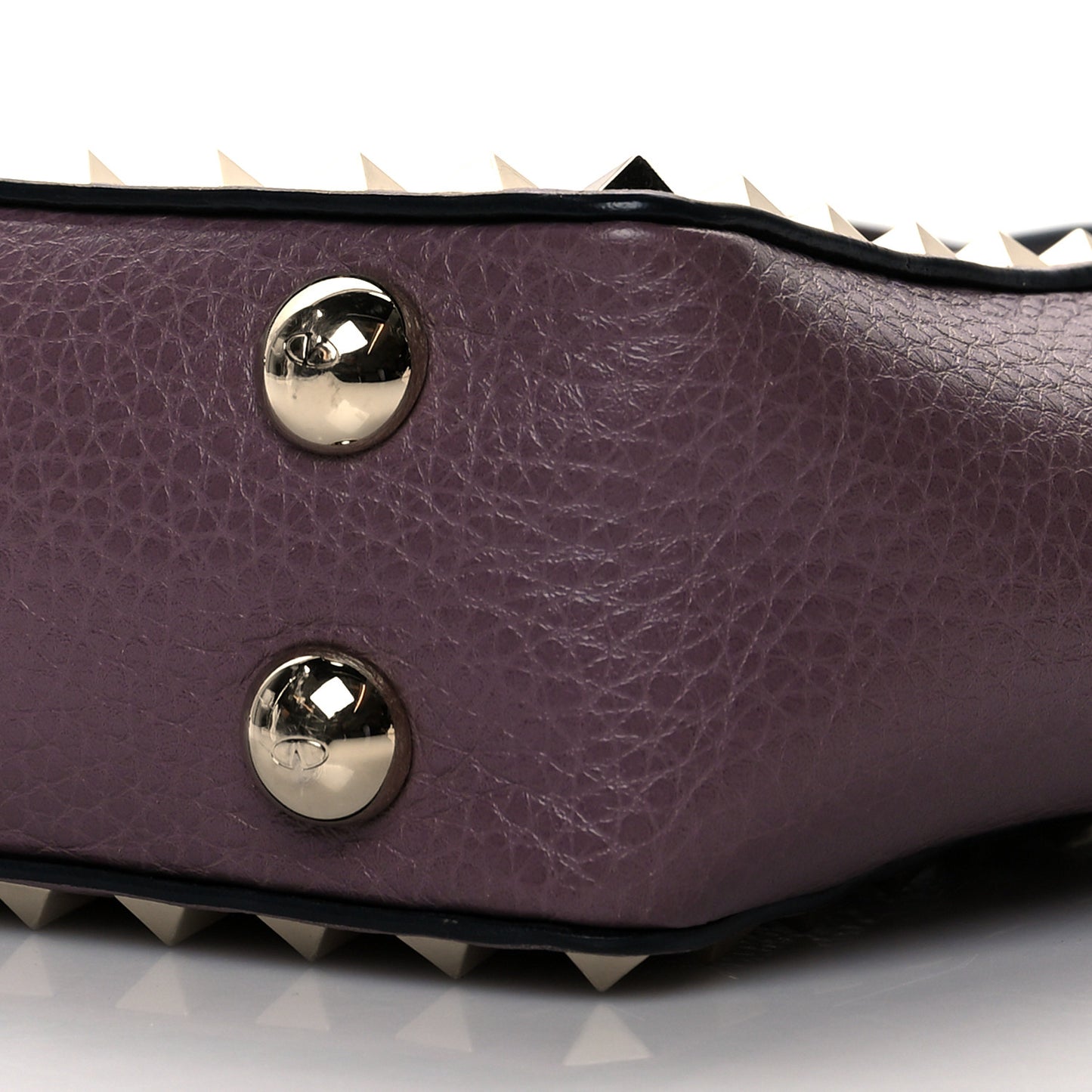 Grained Calfskin Micro Rockstud Tote Dark Mauve