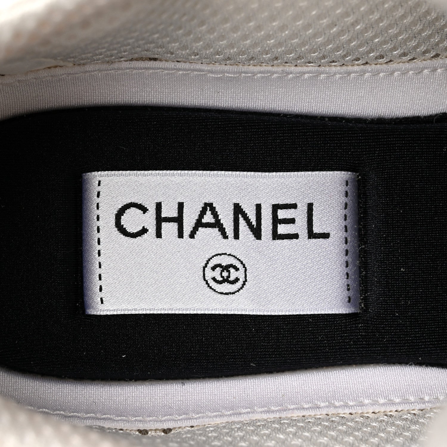 Chanel Fabric Laminated Calfskin Stretch CC Womens Sneakers 38 White Gold Silver 8 of 10