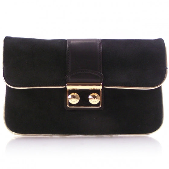 Louis Vuitton Suede SC Slim Clutch Coal 1 of 7