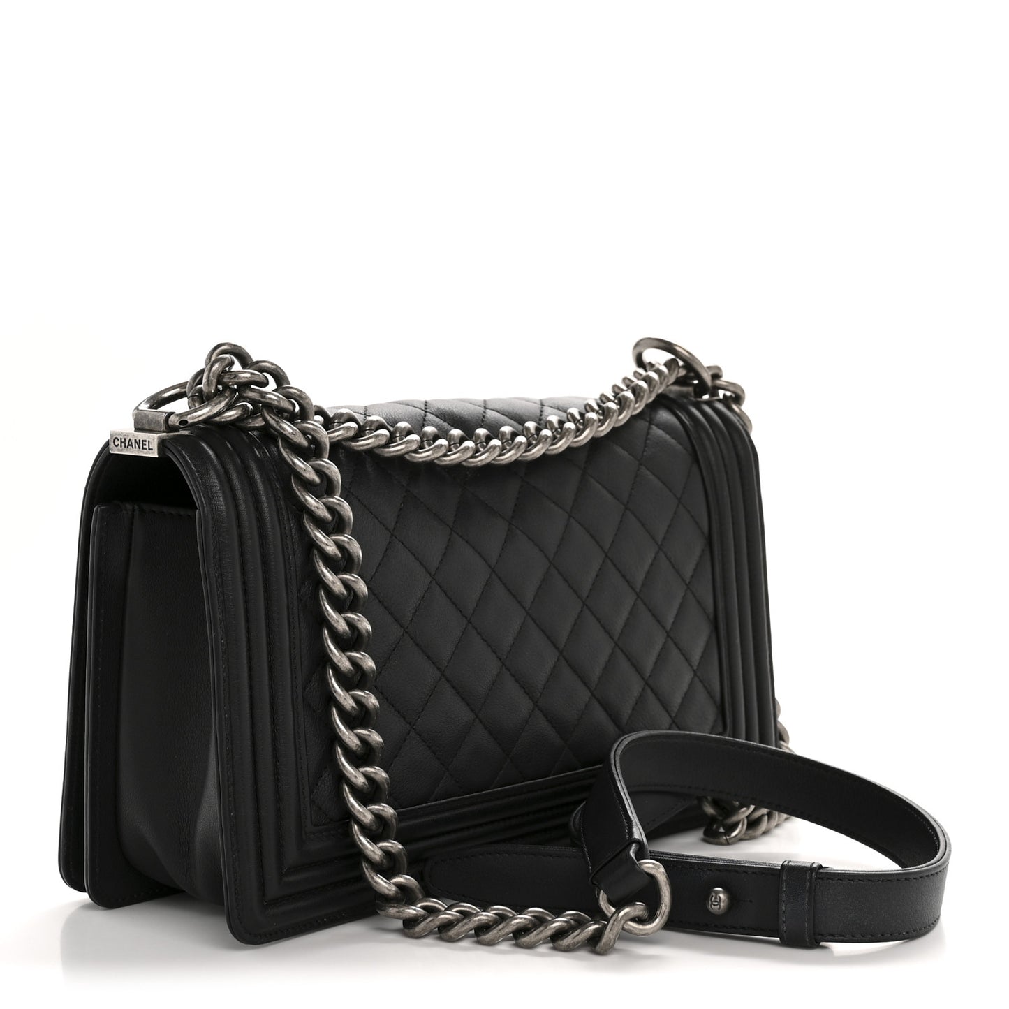 Calfskin Quilted Medium Boy Flap Black