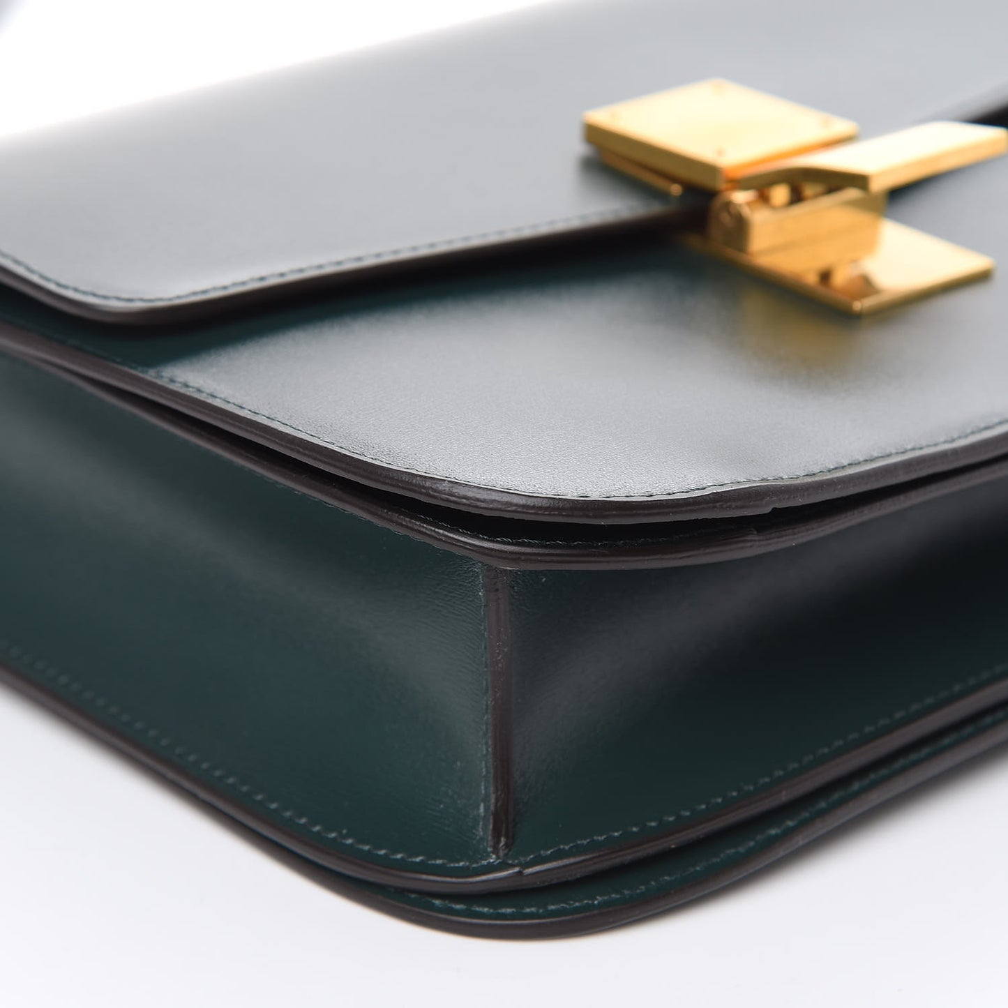 Box Calfskin Medium Classic Box Flap Bag Dark Green