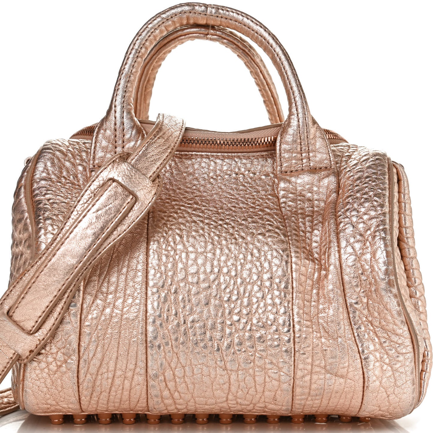 Metallic Pebbled Lambskin Rockie Rose Gold Hardware