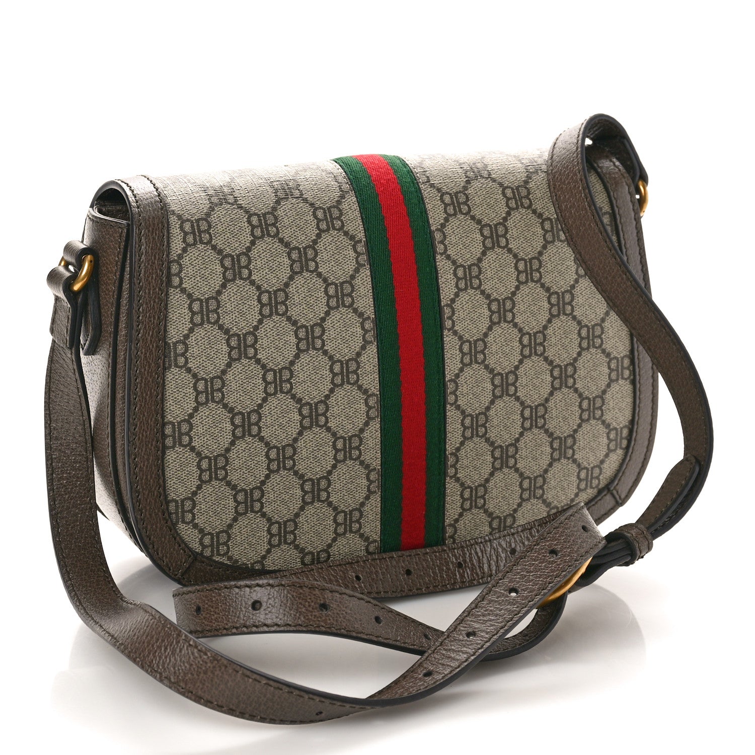 Gucci X BALENCIAGA BB Supreme Monogram Web Small Ophidia Shoulder Bag Beige New Acero 2 of 10