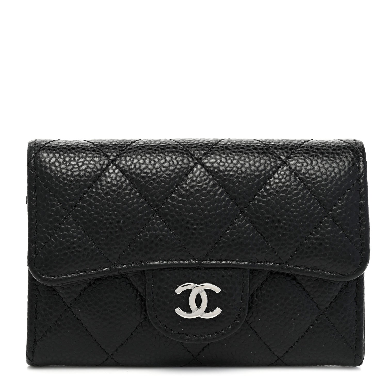 Chanel Caviar Quilted Flap Card Holder Wallet Black 1 of 8