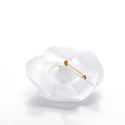Chanel Crepe Satin Large Camellia Brooch Pin White 3 of 5