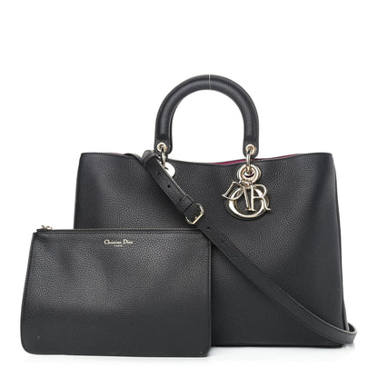 Christian Dior Bullcalf Large Diorissimo Tote Black Rose Indien 1 of 10