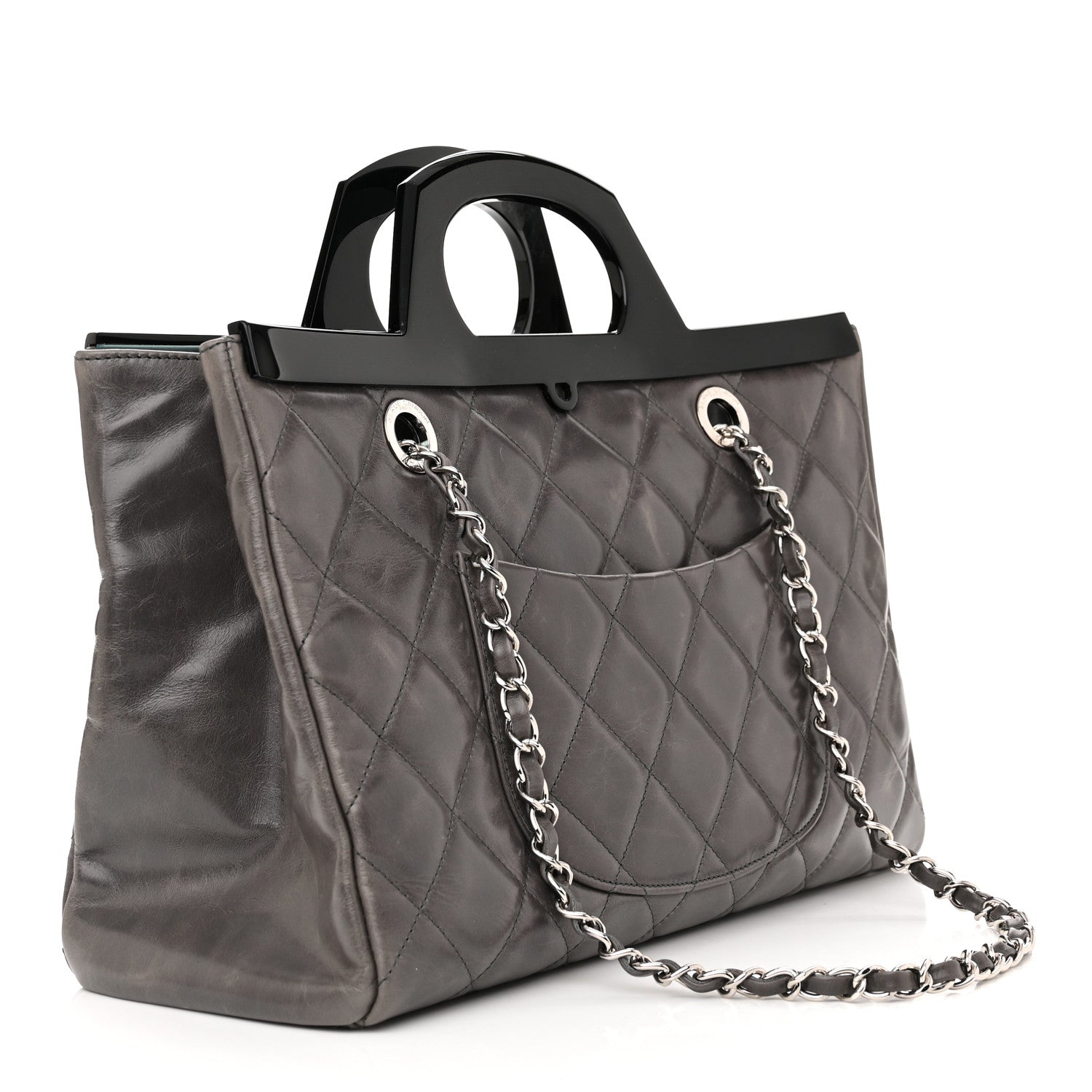 Chanel Glazed Calfskin Quilted Small CC Delivery Tote Grey 3 of 14