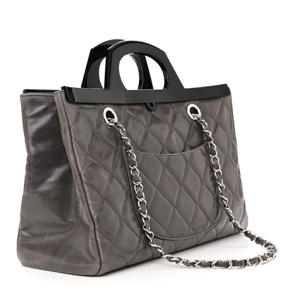 Chanel Glazed Calfskin Quilted Small CC Delivery Tote Grey 3 of 14