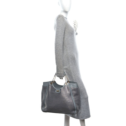 Salvatore Ferragamo Calfskin Raffia Betulla Tote Grey 3 of 17