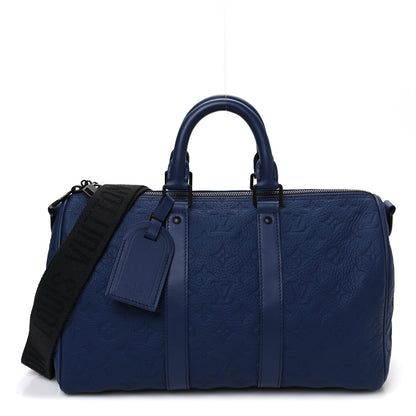 Louis Vuitton Monogram Taurillon Keepall Bandouliere 35 Blue 1 of 12
