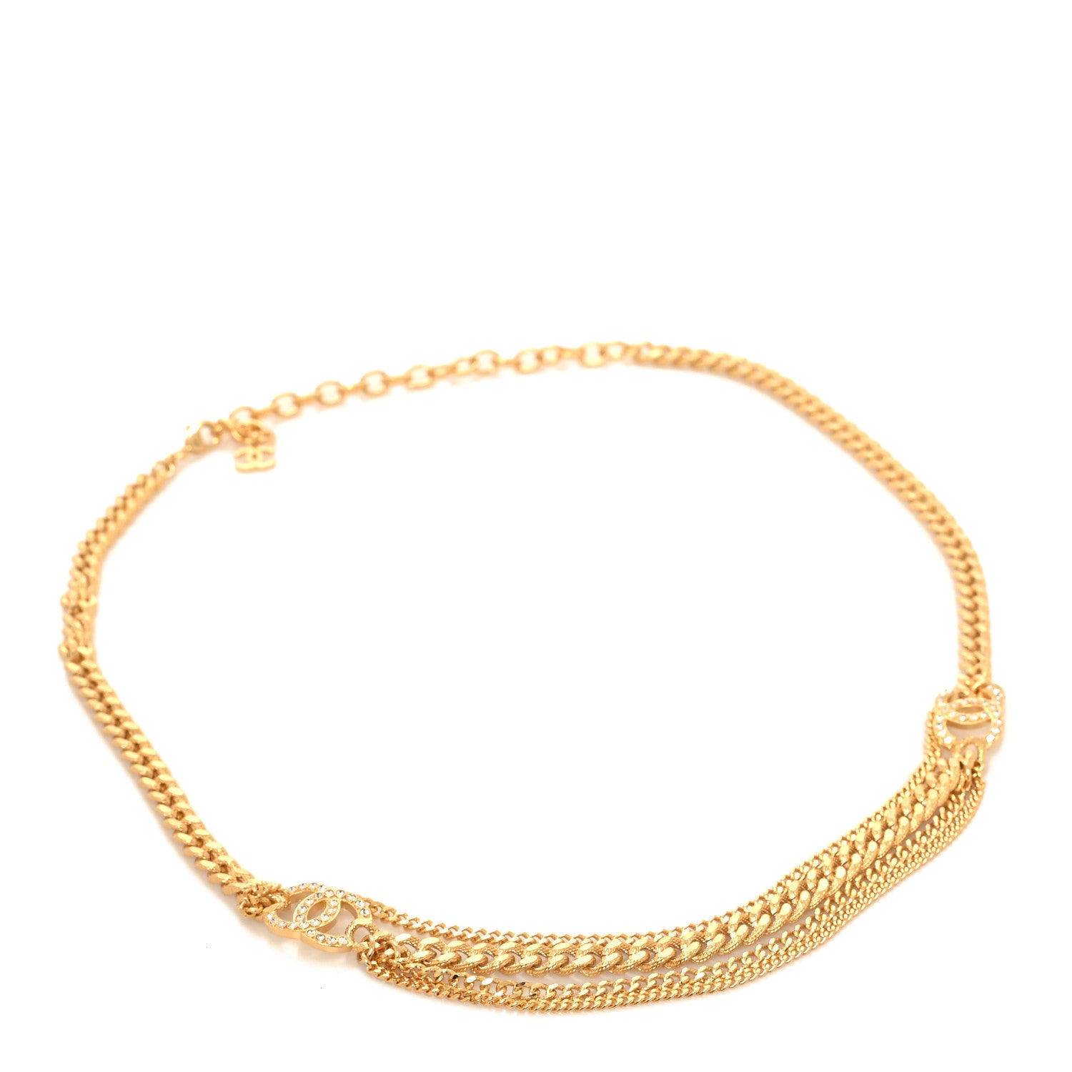 Chanel Crystal CC Multi Strand Chain Belt 65 Gold 1 of 3
