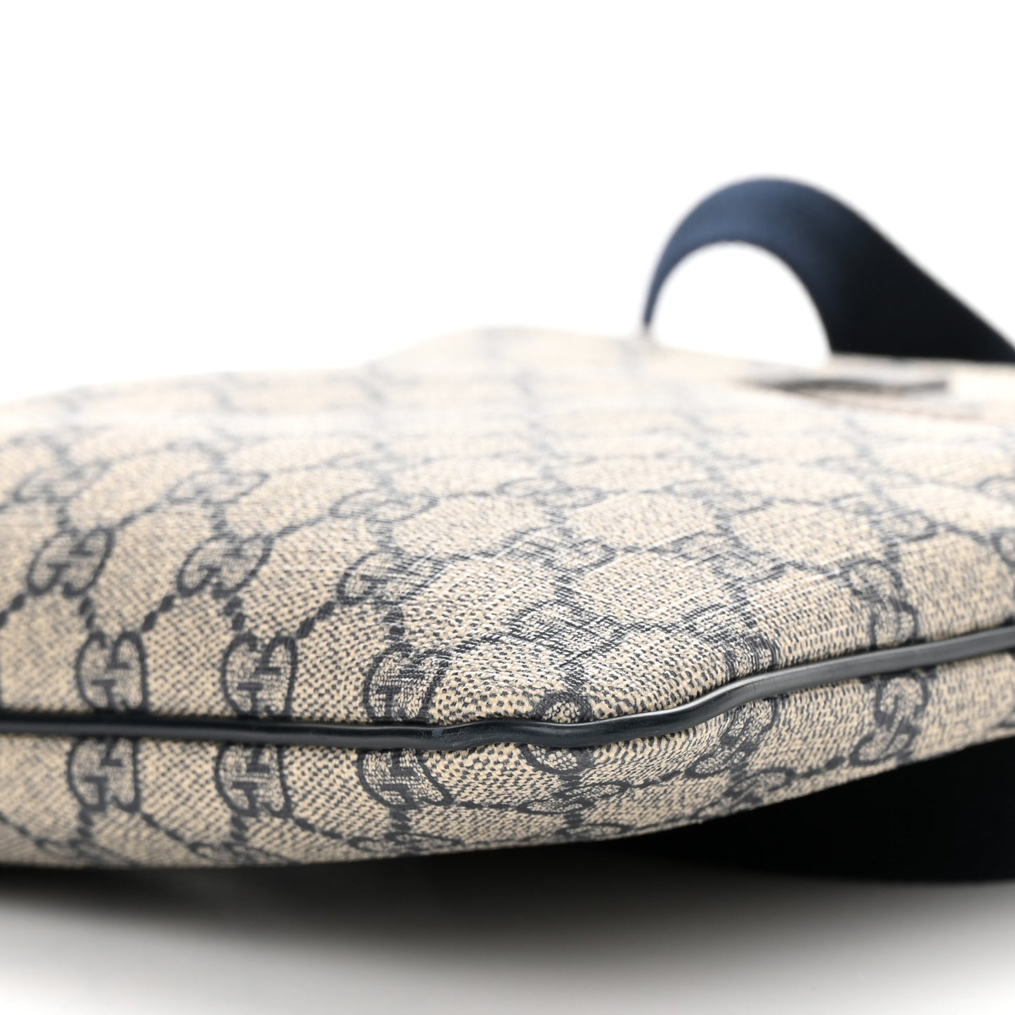 GG Supreme Monogram Small Flat Side Zip Messenger Bag Beige Blue