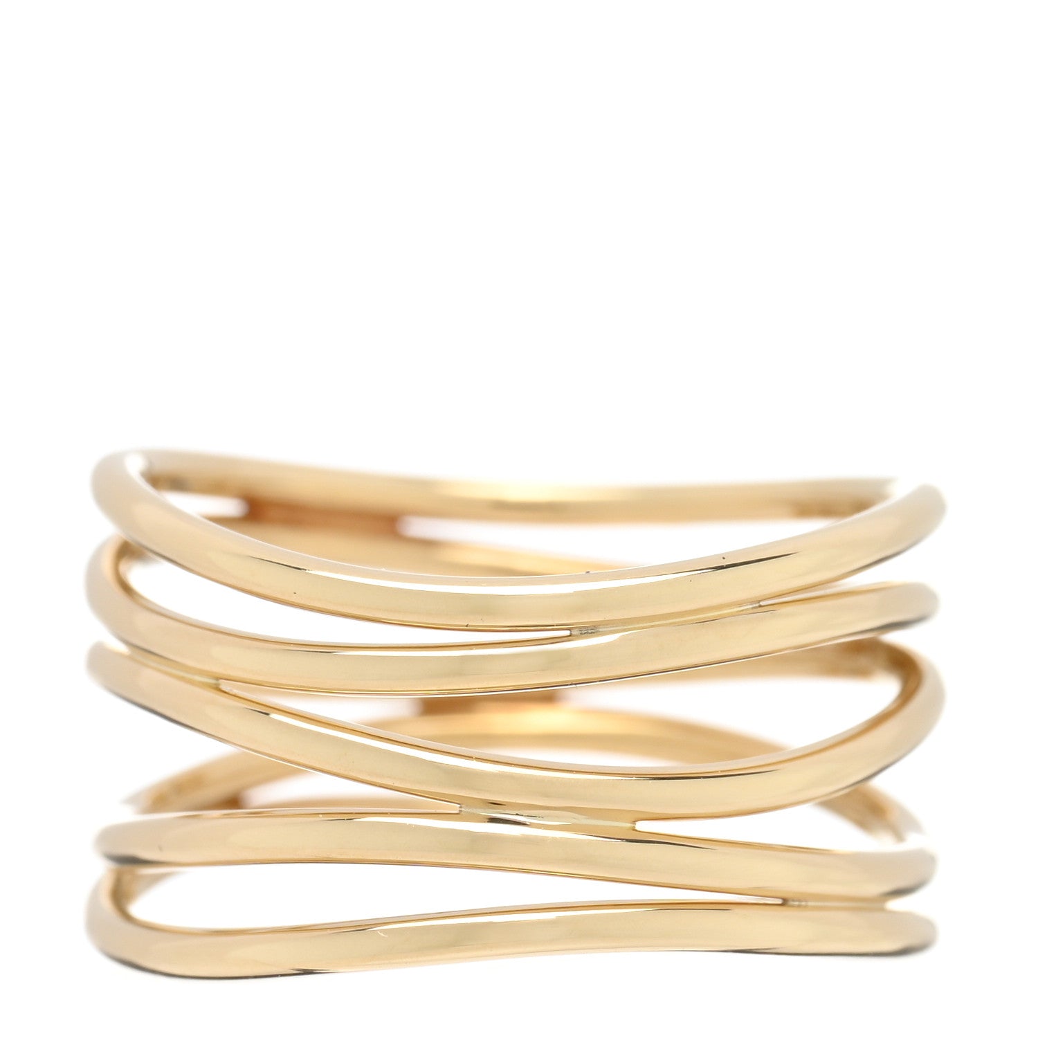 Tiffany 18K Yellow Gold Elsa Peretti 5 Row Wave Ring 50 5.5 3 of 4