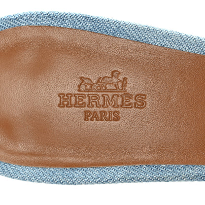 Hermes Denim Oasis Sandals 40 Bleu Clair 7 of 9