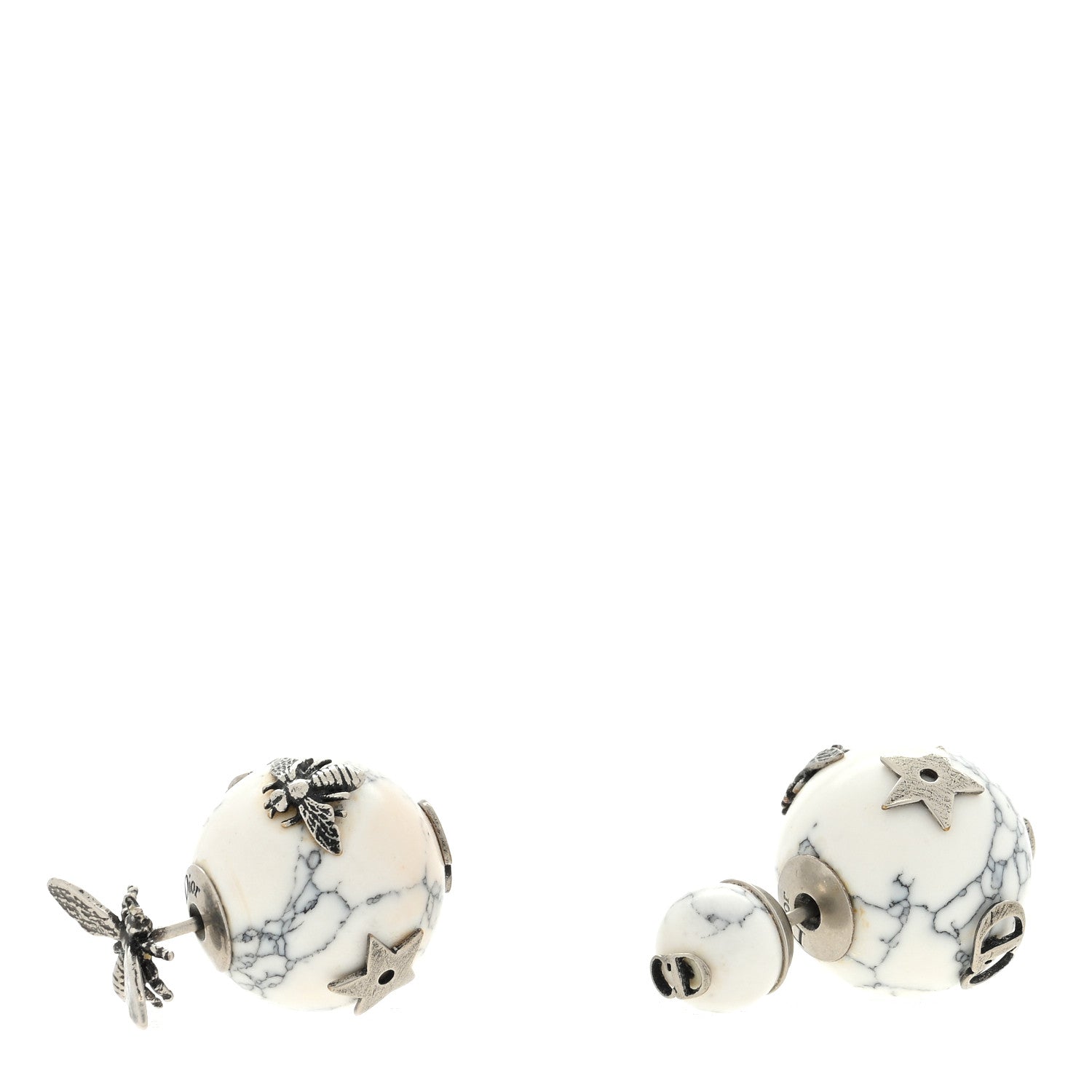 Christian Dior Marble Mise En Dior Tribal Bee Earrings White 4 of 6
