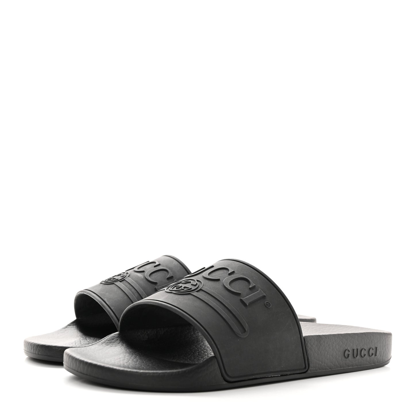 Rubber Logo Stamped Mens Slide Sandals 8 Black