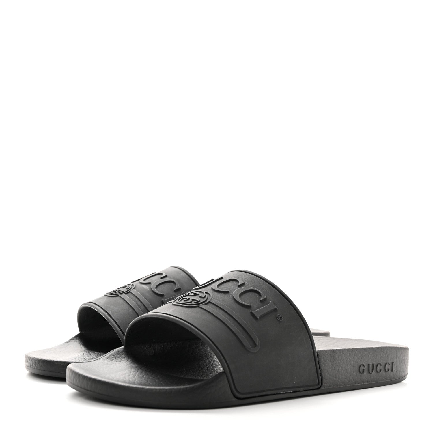 Gucci Rubber Logo Stamped Mens Slide Sandals 8 Black 3 of 13
